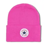 Gorro de lana tejido color fucsia con logo Converse All Star bordado en el frente.