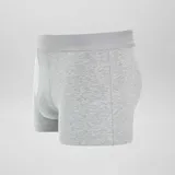 Pack de tres boxers lisos en tonos verde, gris y gris jaspeado, con cintura elástica.