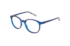 Armazón de acetato azul traslúcido, de forma redonda.