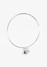 Pulsera esclava de plata 925 hipoalergénica con cuatro dijes en forma de gota con piedras naturales: piedra luna, amatista, topacio azul y granate.