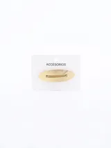 Broche para el pelo de diseño ovalado con acabado texturizado en color dorado.