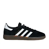 Championes Adidas Handball Spezial, color negro con las tres tiras blancas y suela de goma marrón.