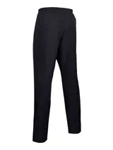 Pantalón deportivo Under Armour modelo Vital Woven, de corte cónico y color negro. Presenta cintura elástica con cordón interno, bolsillos laterales y cremalleras en los tobillos para mayor practicidad.