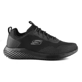 Championes deportivos Skechers Bounder Intread, color negro, con cordones elásticos y plantilla Air-Cooled Memory Foam.