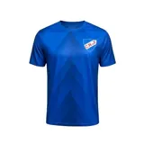 Remera deportiva Umbro azul con diseño gráfico en el pecho y escudo del Club Nacional de Football.