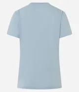 Remera básica de manga corta y cuello redondo, confeccionada en algodón de color celeste.