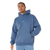 Canguro con capucha Rip Curl, color azul con efecto lavado, bolsillo frontal tipo canguro y logo bordado en el pecho.