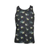 Musculosa estampada con flores y hojas, de corte clásico.