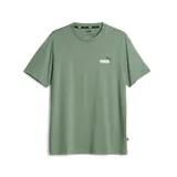 Remera Puma ESS+ 2 COL Small Logo de color verde, con cuello redondo y manga corta. Presenta el logo de Puma estampado en el pecho en color blanco.
