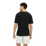 Remera negra de corte holgado con logo de New Balance estampado en el pecho.