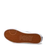 Championes Pony de plataforma, color negro con detalles en blanco. Diseño de caña baja con cordones y suela de goma gruesa.