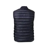 Chaleco acolchado negro con cierre frontal y cuello alto. Logo de Lacoste bordado en el pecho.