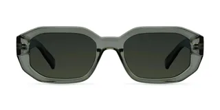 Lentes de sol geométricos color verde oscuro con lentes polarizados TAC japoneses antirayaduras y con film super hidrofóbico.