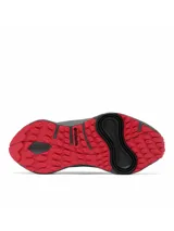 Championes de trail running Columbia modelo Konos Trillium Atr Techlite, color negro con detalles en rojo y suela gruesa con amortiguación.