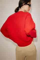 Jersey de punto con cuello redondo y manga larga, con terminaciones en tejido rib en cuello, puños y ruedo.