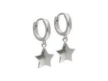 Aros tipo argolla de plata 925 con dije colgante de estrella.