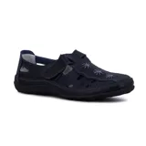 Guillerminas casuales negras con diseño calado y ajuste con velcro.