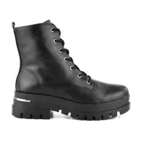 Bota de caña media color beige con cordones y suela track.