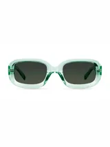 Lentes de sol con armazón de policarbonato en color verde transparente y diseño semi cuadrado. Cuentan con lentes polarizados en color verde oscuro con protección UV400.