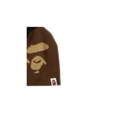 Gorro beanie de punto de A Bathing Ape, con diseño bicolor en negro y marrón, y gráfico del icónico simio de la marca en el frente junto con una etiqueta tejida con el logo.
