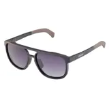Lentes de sol MDQ Zande con armazón gris oscuro y detalles en beige en las patillas. Lentes con degradado oscuro.