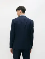 Ambo Harrington Select color azul oscuro, compuesto por saco de botonadura simple, chaleco abotonado y pantalón de vestir a juego, ideal para ocasiones formales.