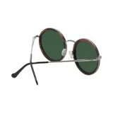 Lentes de sol Indie Malcom con montura redonda de madera color ébano y lentes verdes.