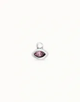 Charm de piercing plateado con forma de ojo, engastado con un cristal Swarovski color azul claro (light sapphire).