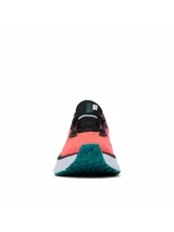 Championes de trail running Columbia Konos Elevate, color salmón y negro con suela blanca y detalles en turquesa. Diseñados con tecnología Omni-MAX y Techlite+ para mayor amortiguación, estabilidad y tracción en todo tipo de terrenos.
