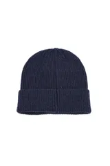 Gorro de invierno tejido en punto acanalado con vuelta en el borde.