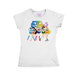 Remera blanca de corte entallado con estampa frontal a todo color de las Sailor Scouts.