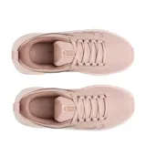 Championes Under Armour modelo W Surge 5, color rosado con suela blanca, diseñados para running y entrenamiento. Presentan capellada de malla transpirable con refuerzos sintéticos y sistema de cordones.