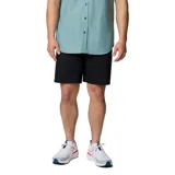 Short cargo de Columbia color negro para hombre, confeccionado con tejido elástico bidireccional y tecnología Omni-Shade UPF 50. Cuenta con múltiples bolsillos prácticos, incluyendo bolsillos laterales, bolsillos para las manos y bolsillo posterior.