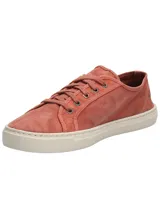 Zapatillas de algodón orgánico color marrón, de diseño clásico y cordones, con suela de goma blanca.
