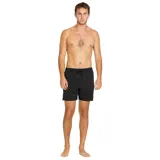 Short de baño Volcom Lido Solid Trunk color negro, con cintura elástica con cordón ajustable y diseño liso.