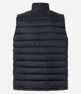 Chaleco puffer deportivo Get Over para hombre, de color negro con cuello alto, diseño acolchado de gajos y cierre frontal con cremallera.