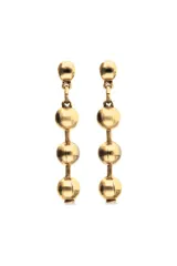 Pendientes colgantes dorados compuestos por una serie de tres esferas huecas unidas por eslabones. El acabado es brillante.