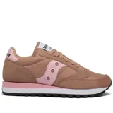 Championes Saucony Jazz Original de dama, color beige con detalles en rosa y blanco.