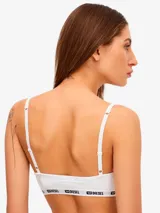 Top blanco de algodón con tirantes finos y banda elástica inferior con logo Diesel estampado.