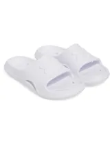 Sandalia de una sola pieza moldeada en EVA, color blanco, diseñada con orificios de drenaje laterales y suela texturizada para mayor tracción.