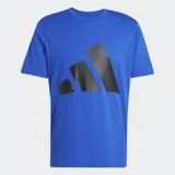 Remera Adidas de corte clásico y cuello redondo, confeccionada en tejido de punto jersey de algodón. Presenta un diseño de color azul vibrante con el logo de las tres rayas de la marca estampado en gran tamaño en el pecho en color negro.