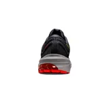 Championes de running Asics GT-1000 11, color gris oscuro y negro con detalles en amarillo y suela roja. Incorpora tecnología FlyteFoam en la entresuela.