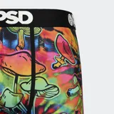 Calzoncillos bóxer estampados con hongos de colores sobre fondo tie-dye. Cuenta con pretina elástica negra con logo de la marca.