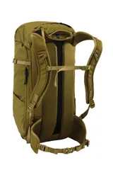 Mochila de senderismo y uso diario Thule AllTrail X 25L, color marrón nutria. Fabricada en lona de poliéster encerado reciclada, cuenta con compartimento principal con acceso lateral, funda interna para computadora portátil o hidratación, bolsillo frontal Shove-it, correas de compresión laterales, cinturón de cadera ajustable y panel posterior respirable.