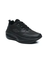 Championes Umbro modelo Fly para hombre, de color gris oscuro con suela chunky gris clara y detalles en blanco. Cuentan con capellada de malla transpirable y el logo de la marca en el lateral.