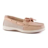 Mocasines color beige con detalle de lazo en la parte delantera.