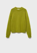 Jersey de punto grueso con cuello redondo y manga larga, de diseño recto y corte clásico.