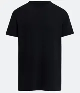 Remera manga corta negra, modelo longfit confeccionada en tejido de algodón media malla.