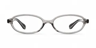Lentes con armazón rectangular de bordes suaves y diseño estilizado, color gris translúcido, equipados con protección Blueblocker y UV400.