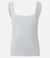 Blusa básica sin mangas marca Cortelle, confeccionada en poliamida, con escote cuadrado y tirantes medianos.